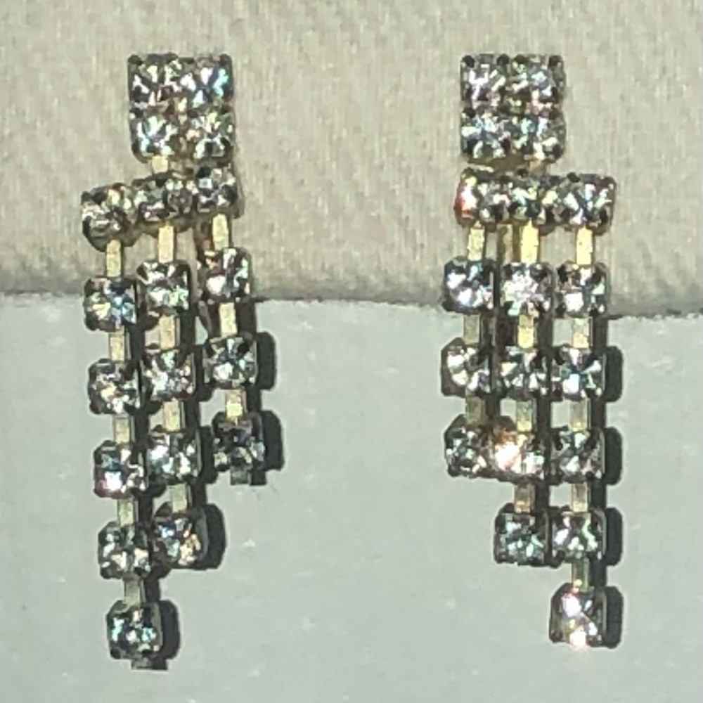 Gold-Tone Crystal Drop Clip-On Earrings - Sparkling Clear Stones